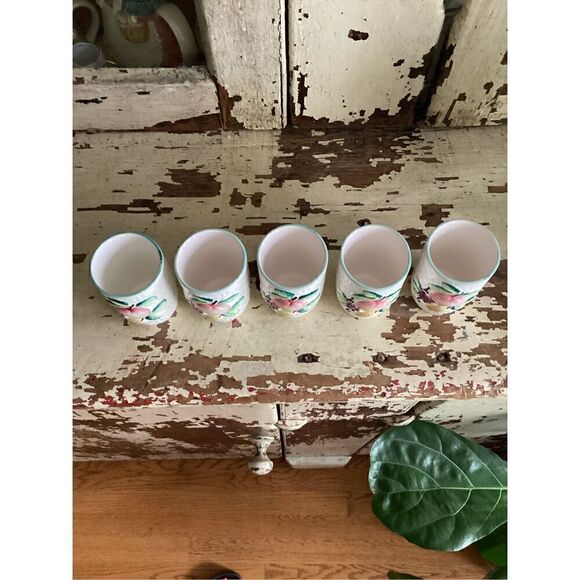 Vintage Mid-Century MCM Ceramic Pitcher and 5 Glasses Set Japan - Picture 4 of 12